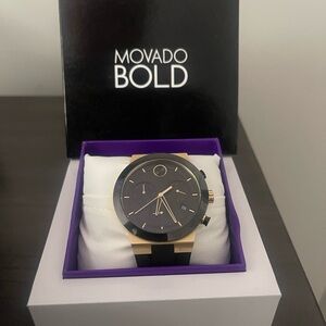 Movado Bold Black and Gold Watch